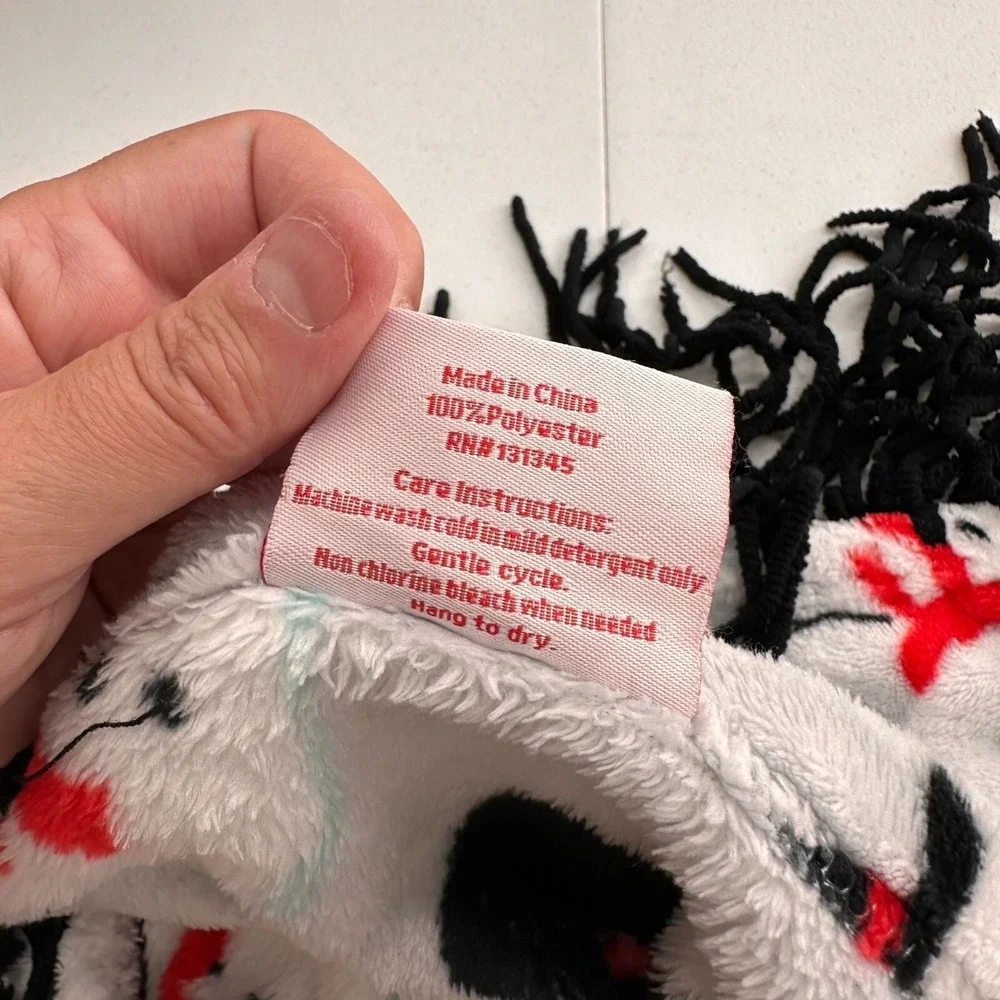 Happy Holidays Crest Mills Snowman Throw Blanket Polyester Black Fringe‎ 66x47